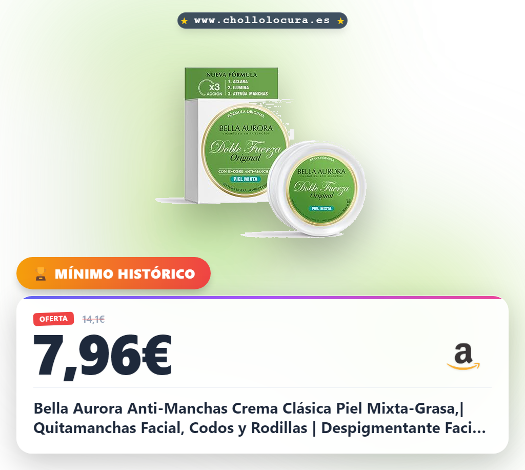 Bella Aurora Anti-Manchas Crema Clásica Piel Mixta-Grasa,| Quitamanchas Facial, Codos y Rodillas | Despigmentante Facial Manchas Piel | Doble Fuerza, 30ml ( Paquete de 1)