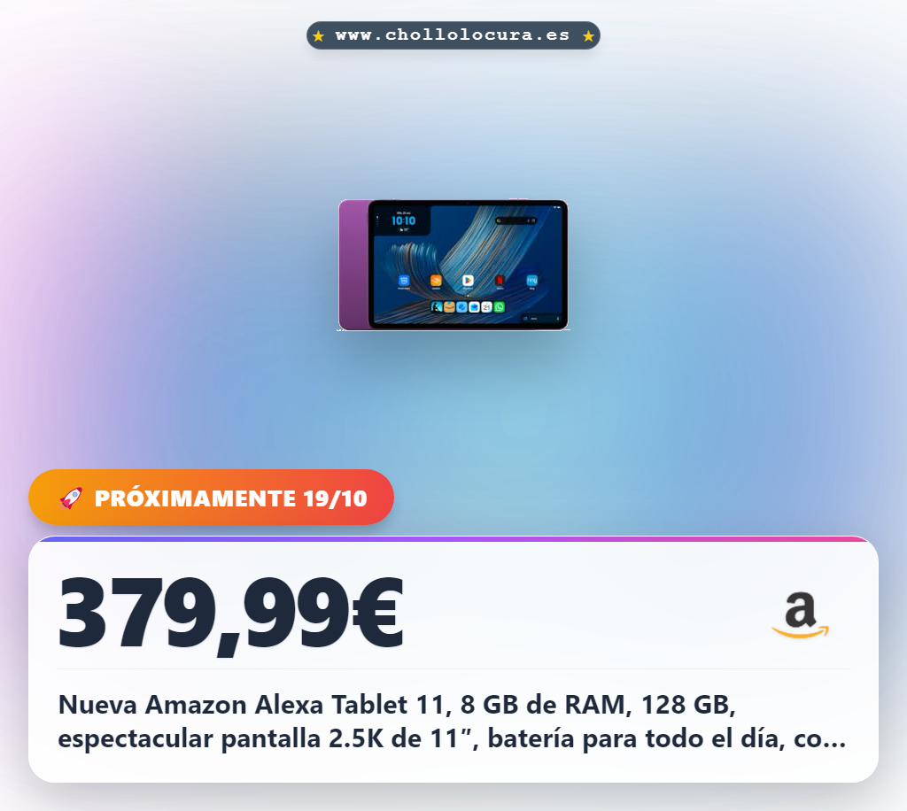 Nueva Amazon Alexa Tablet 11, 8 GB de RAM, 128 GB, espectacular pantalla 2.5K de 11″, batería para todo el día, con Google Play, diseñada para Alexa+, Amatista