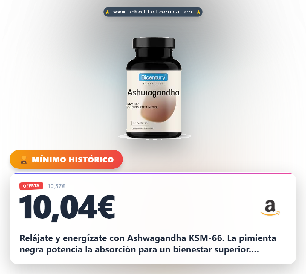 Aprovecha Ashwagandha KSM-66 con pimienta negra para el bienestar diario y relajación en oferta histórica