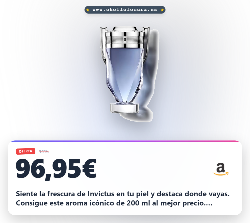 Siente la frescura de Invictus en tu piel y destaca donde vayas. Consigue este aroma icónico de 200 ml al mejor precio. ¡Aprovecha el chollo antes de que se agote!
