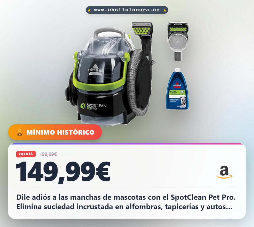 Aprovecha el SpotClean Pet Pro para eliminar manchas de mascotas en alfombras y tapicerías al mejor precio