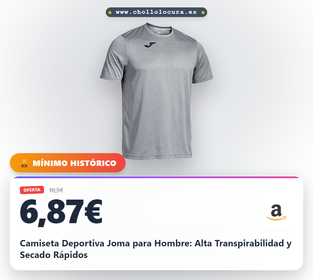 Joma Camiseta Deportiva Manga Corta Hombre, Ligera y Transpirable para Todo Tipo de Deporte, Combi , XL, Gris Melange