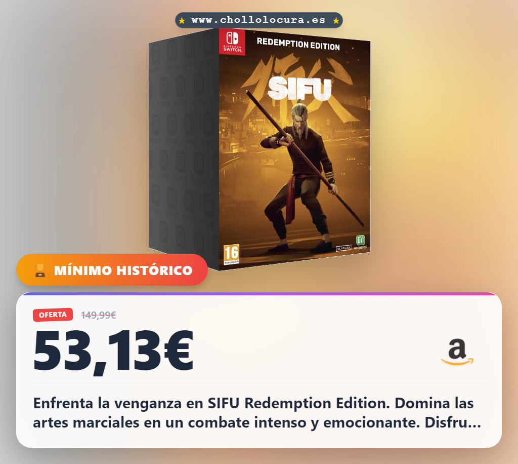 Disfruta SIFU Redemption Edition en Nintendo Switch: Combate intenso y artes marciales con Steelbook en oferta.