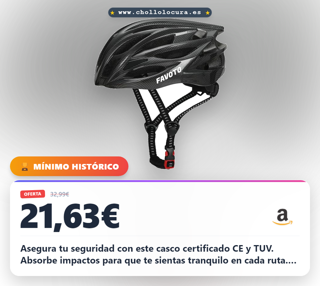 Logra el casco de bicicleta adulto de carbono ligero y transpirable con certificación CE y TUV a precio de chollo.