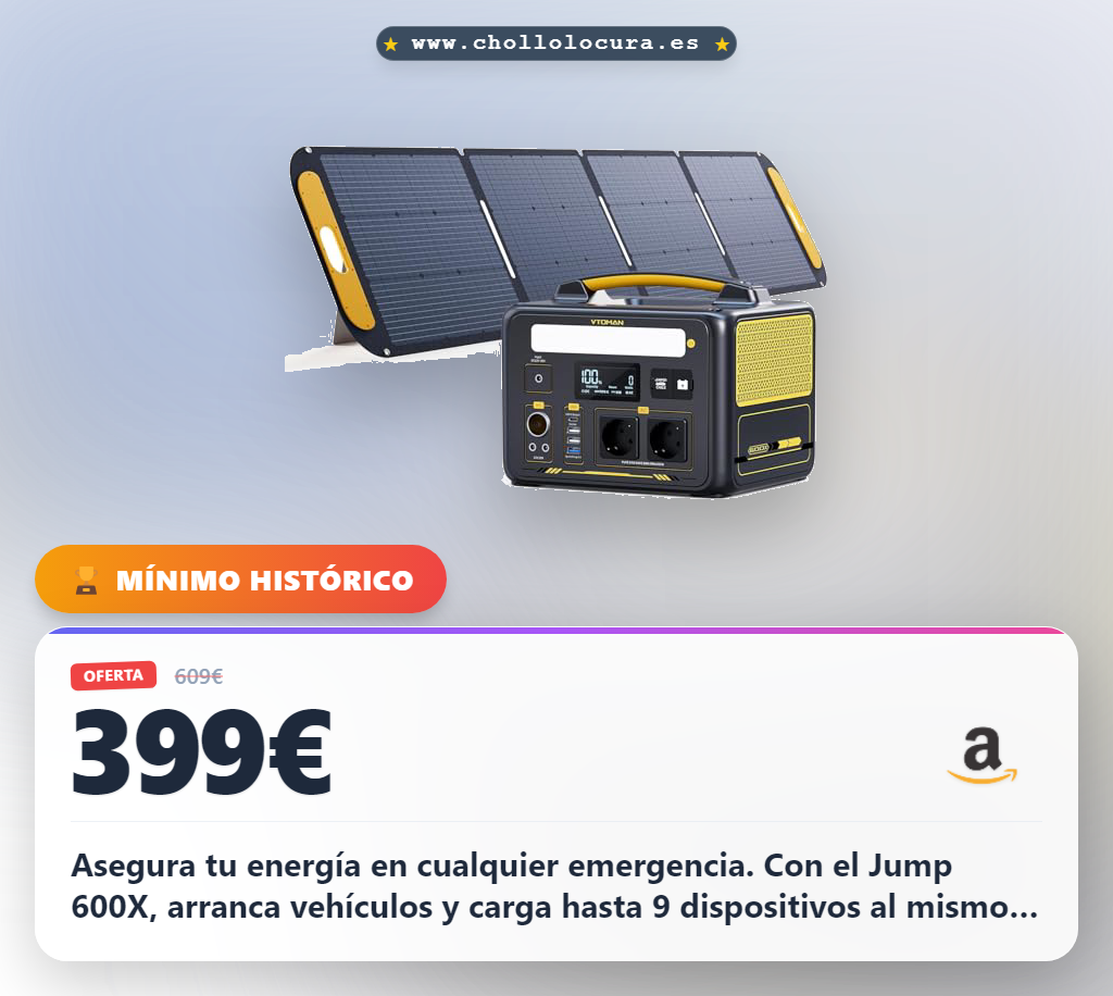 Aprovecha la estación de energía portátil Jump 600X con panel solar y batería LiFePO4 en oferta histórica