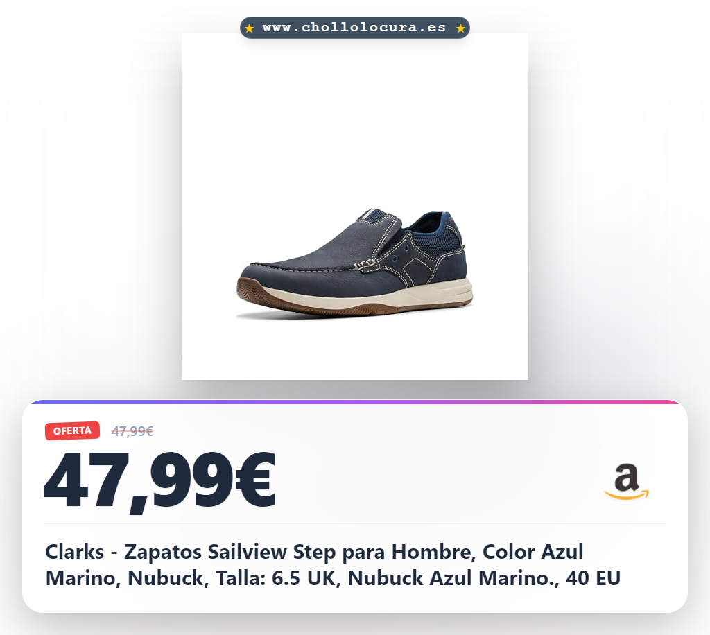 Clarks - Zapatos Sailview Step para Hombre, Color Azul Marino, Nubuck, Talla: 6.5 UK, Nubuck Azul Marino., 40 EU