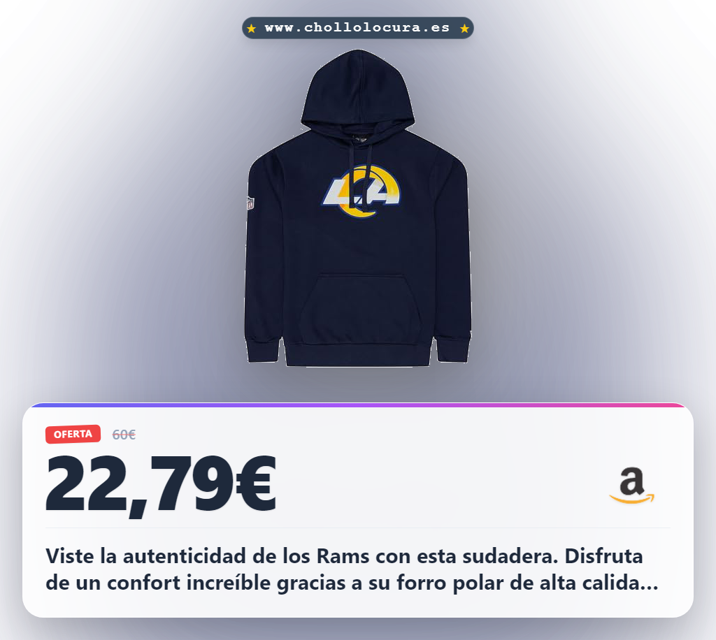 Obtén la sudadera New Era NFL Los Angeles RAMS azul marino XL con capucha y logo oficial al mejor precio