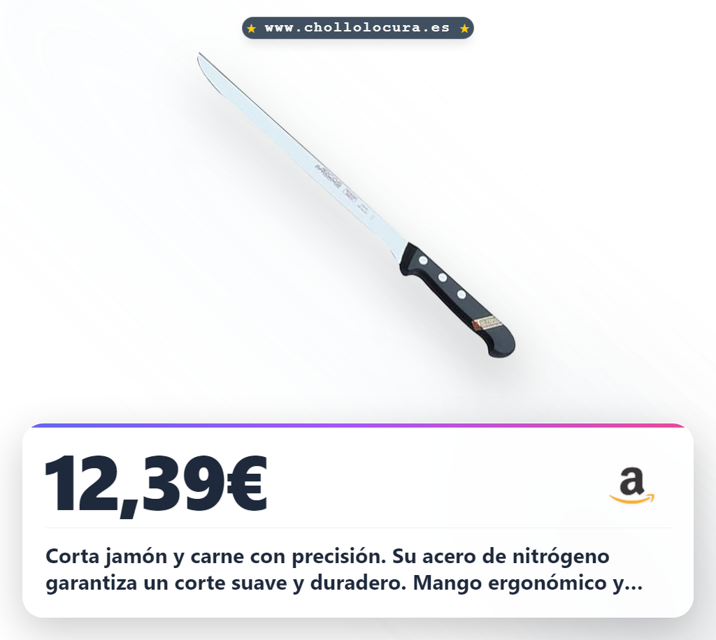 Consigue el cuchillo jamonero Arcos de acero inoxidable con hoja flexible y mango ergonómico al mejor precio