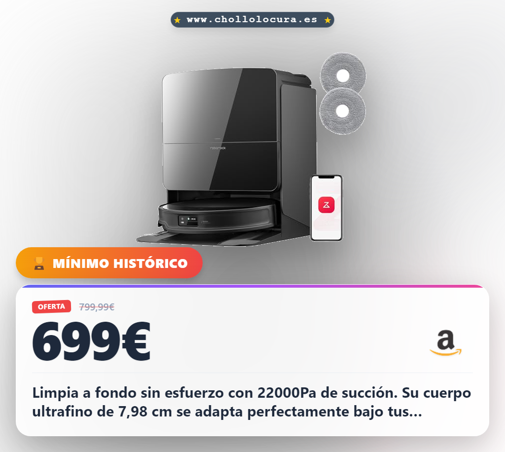 Aprovecha el robot aspirador Roborock Saros 10R con succión 22000Pa y mopa en un solo paso