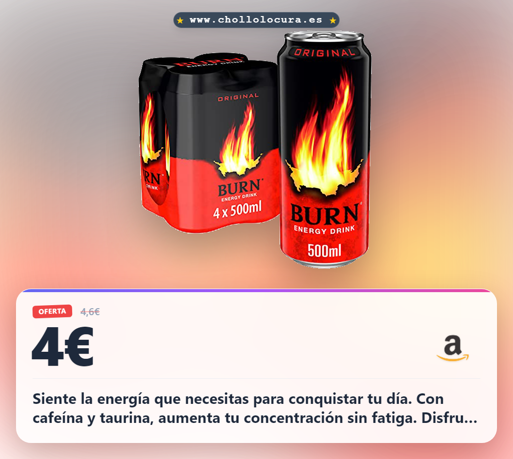 Aprovecha el pack de 4 latas de Burn Energy Original en oferta histórica para tu impulso diario