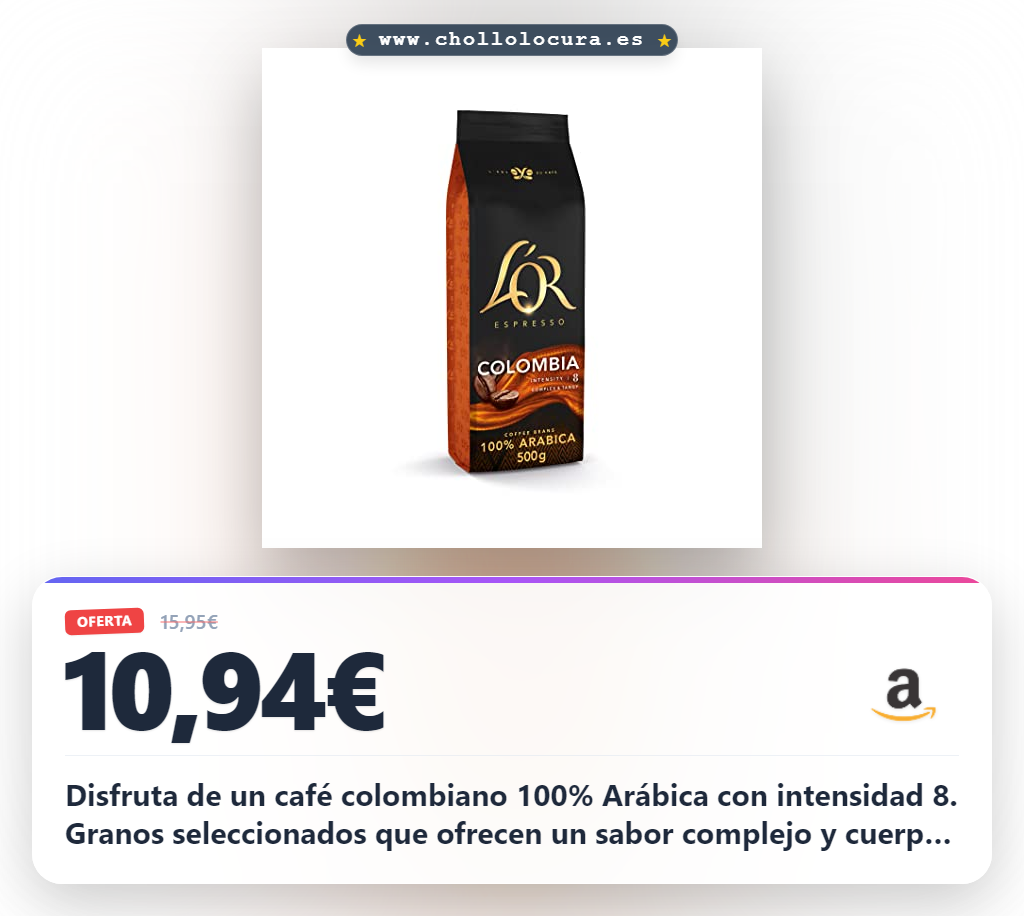 Aprovecha el café L'OR Grano Colombia 100% Arábica intensidad 8 para tu superautomática