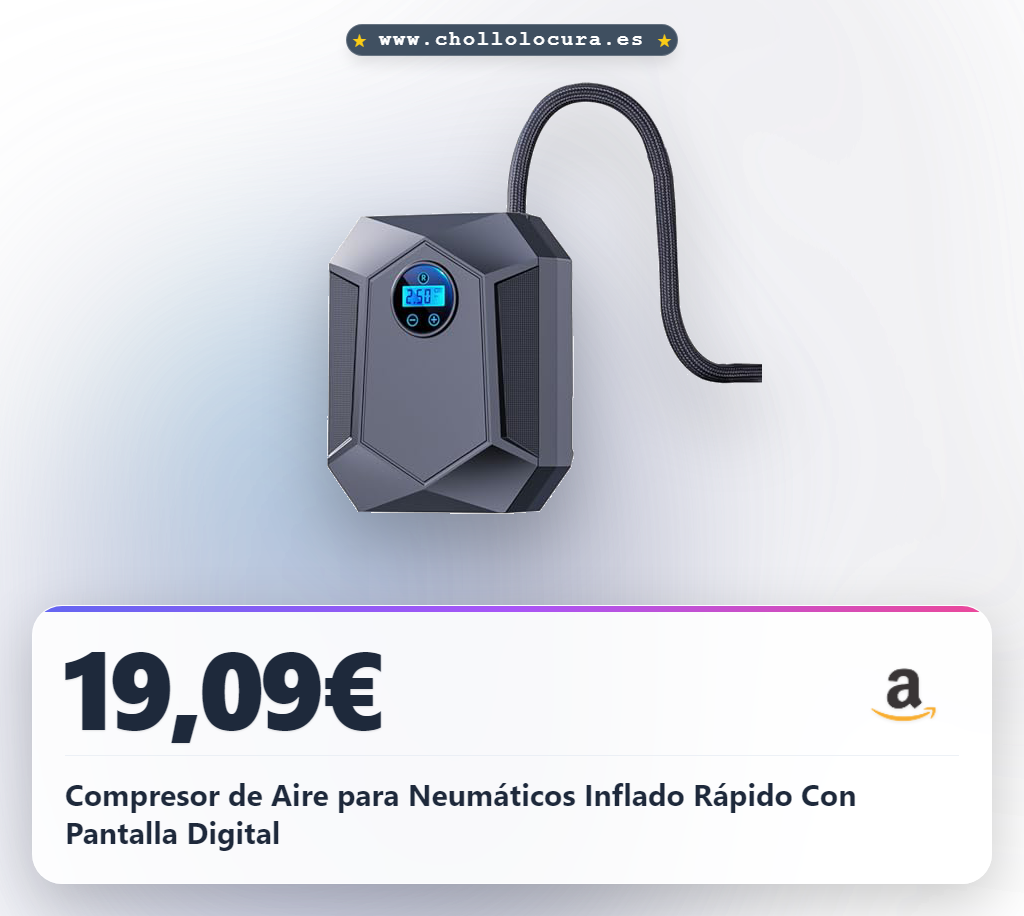 Compresor de Aire para Neumáticos Inflado Rápido Con Pantalla Digital