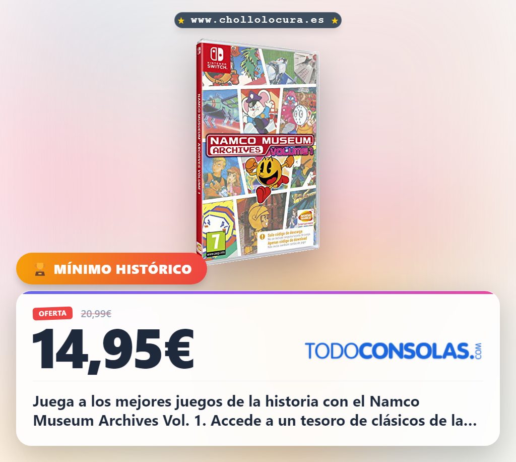 Aprovecha el clásico Namco Museum Archives Volume 1 para Nintendo Switch en oferta histórica