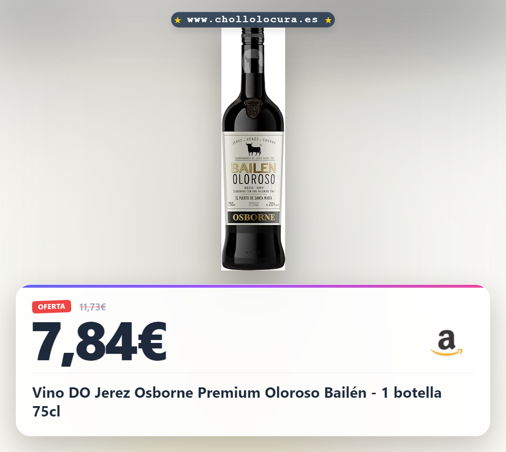 ¡Descubre el Osborne Bailén! Vino Oloroso Amber 20% Vol, Elegante y Complejo para Quesos y Carnes