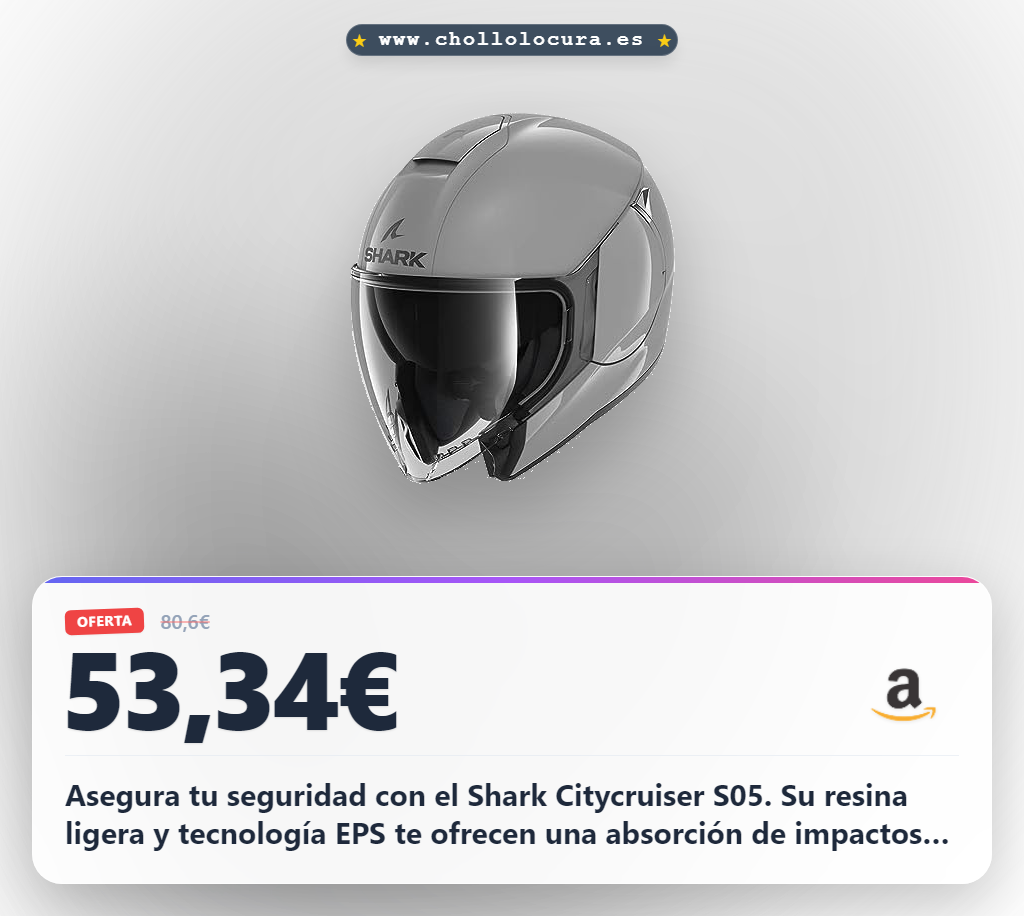 Llévate el casco Shark Jet Moto Citycruiser S05 XS con certificación ECE 22.05 al mejor precio