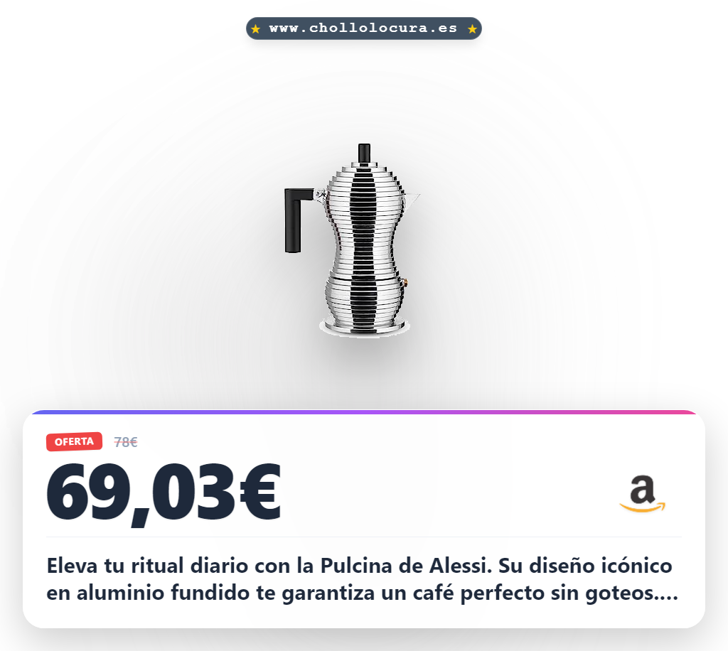 Disfruta de la elegante cafetera espresso Alessi Pulcina en aluminio fundido, 3 tazas, a precio de chollo.