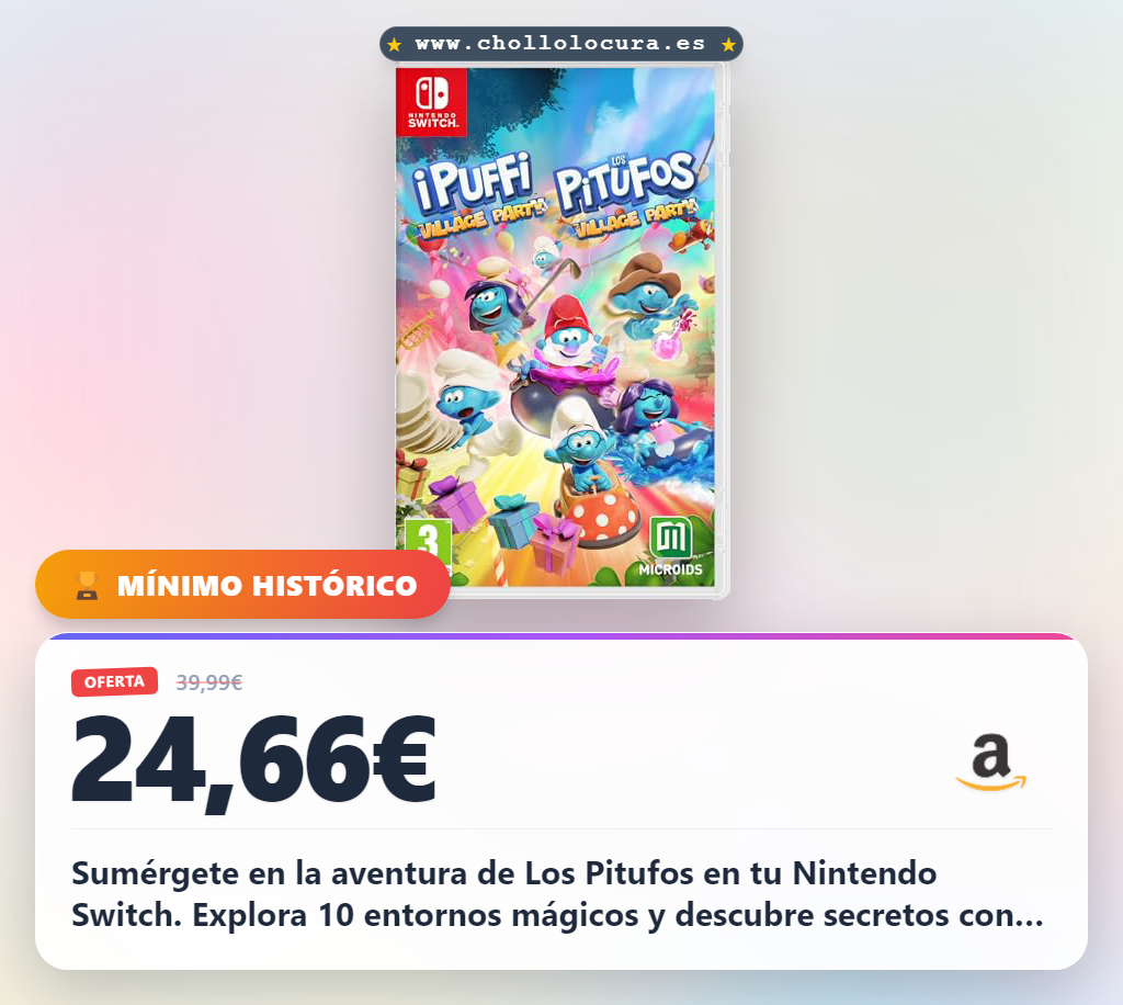 Descubre Los Pitufos Village Party en Nintendo Switch con nuevos personajes y multijugador a precio de chollo y oferta histórica para ti.