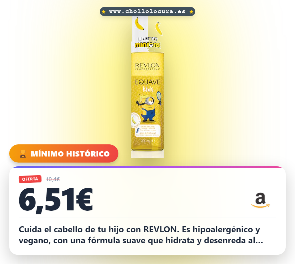 Cuida el cabello de tu hijo con REVLON. Es hipoalergénico y vegano, con una fórmula suave que hidrata y desenreda al instante. Protege contra el calor y olvídate del aclarado con una rutina rápida. Un cuidado diario seguro y con aroma a banana para un pelo suave y manejable.