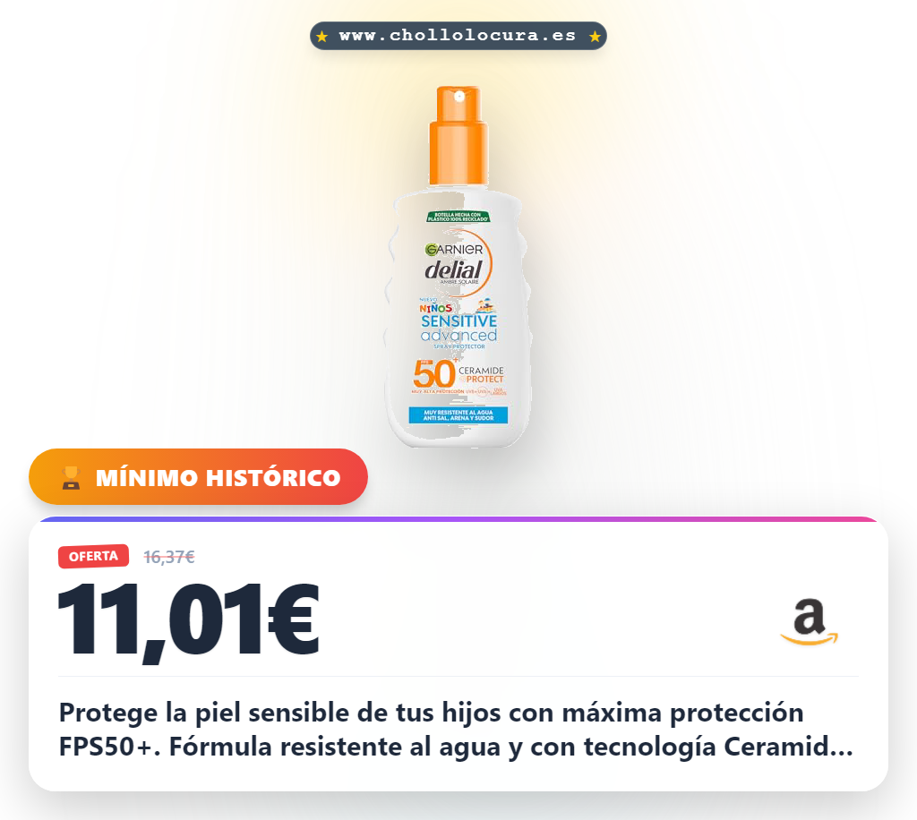 Aprovecha la protección solar Garnier Delial FPS50+ para niños pieles sensibles y claras en oferta