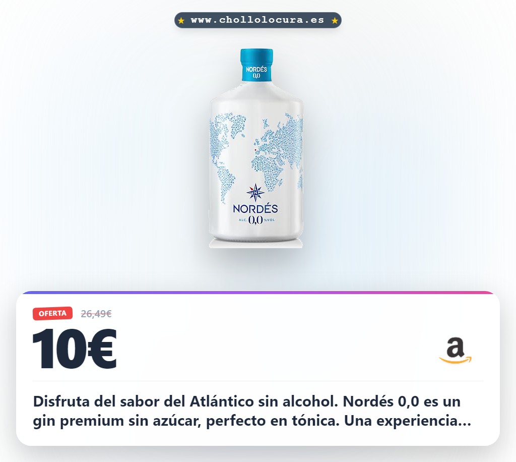 Aprovecha Nordés 0,0 sin alcohol, el gin premium sin azúcar al mejor precio para refrescarte hoy en Galicia.