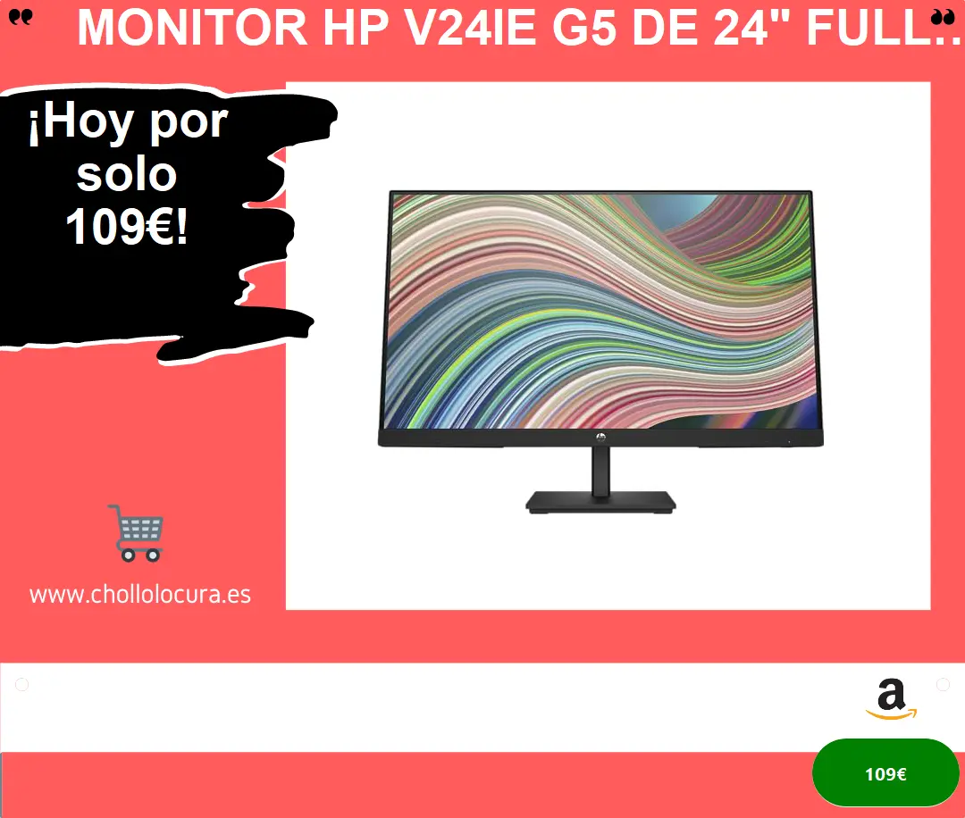 Monitor HP V24ie G5 de 24" Full HD con AMD FreeSync: Experiencia Visual Inmersiva y Ergonomía Avanzada