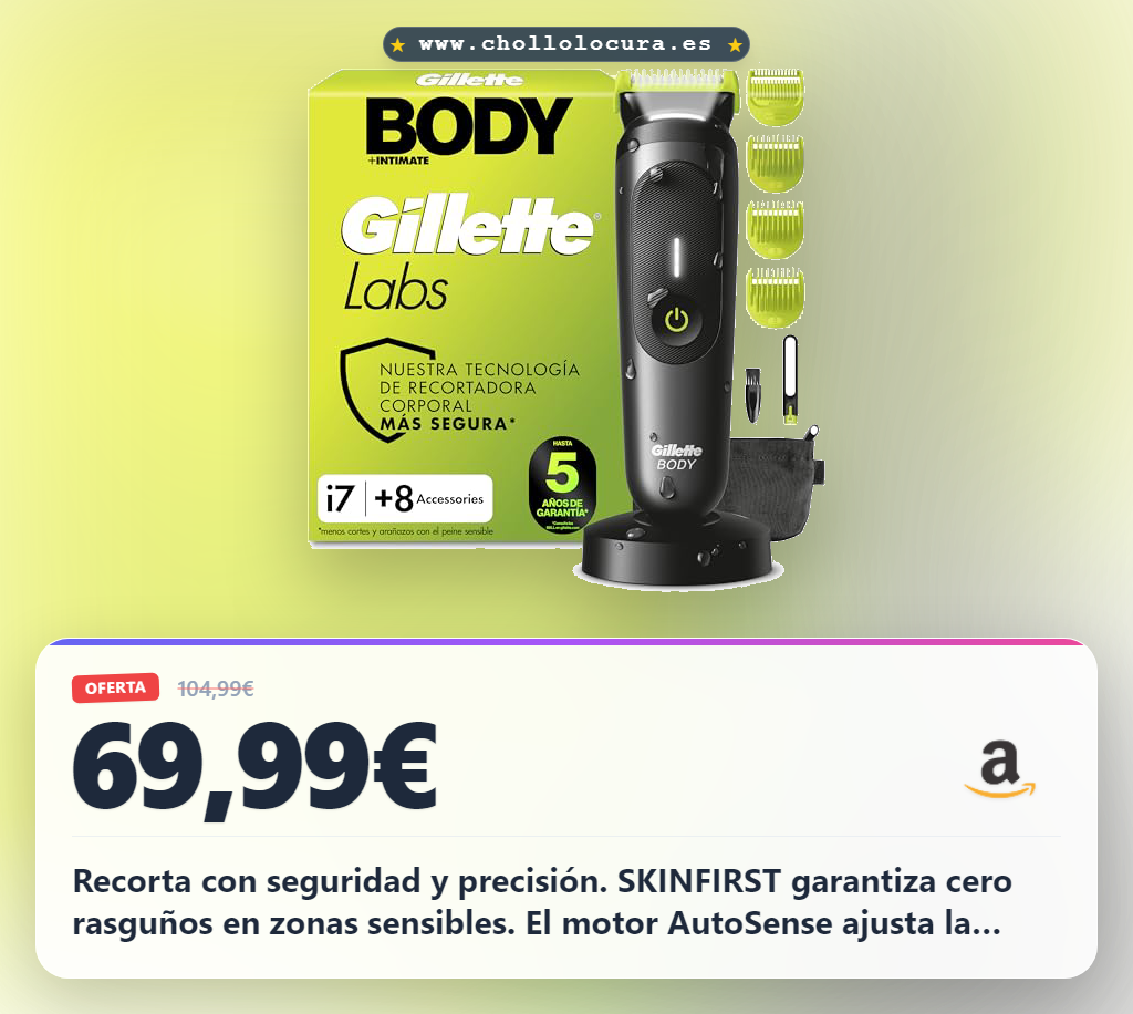 Aprovecha la afeitadora GilletteLabs i7 Body + Intimate con tecnología SkinFirst y AutoSense al mejor precio