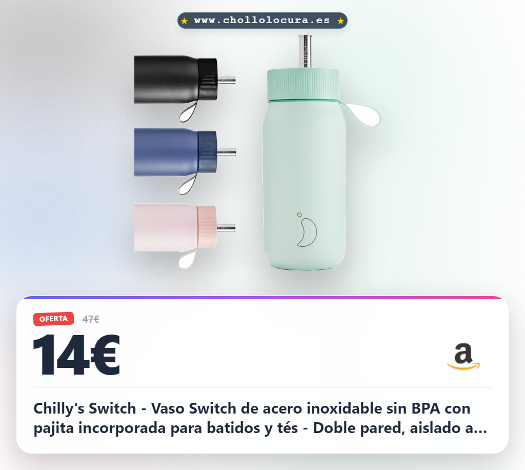 Chilly's Switch - Vaso Switch de acero inoxidable sin BPA con pajita incorporada para batidos y tés - Doble pared, aislado al vacío - Lichen Green, 750ml
