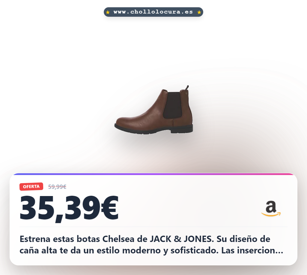 Consigue las botas Chelsea JACK & JONES coñac para hombre con diseño de caña alta y punta redonda al mejor precio