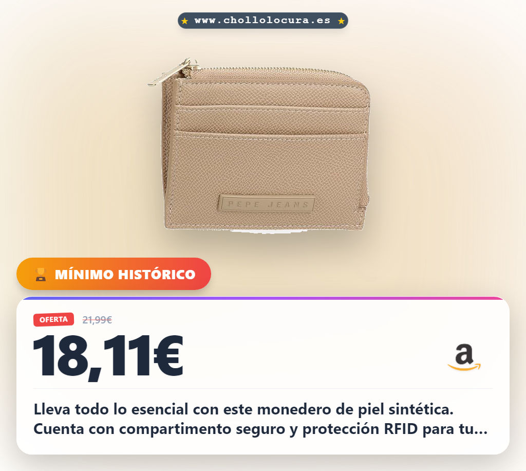 Consigue el monedero Pepe Jeans Elia en piel sintética con protección RFID al mejor precio