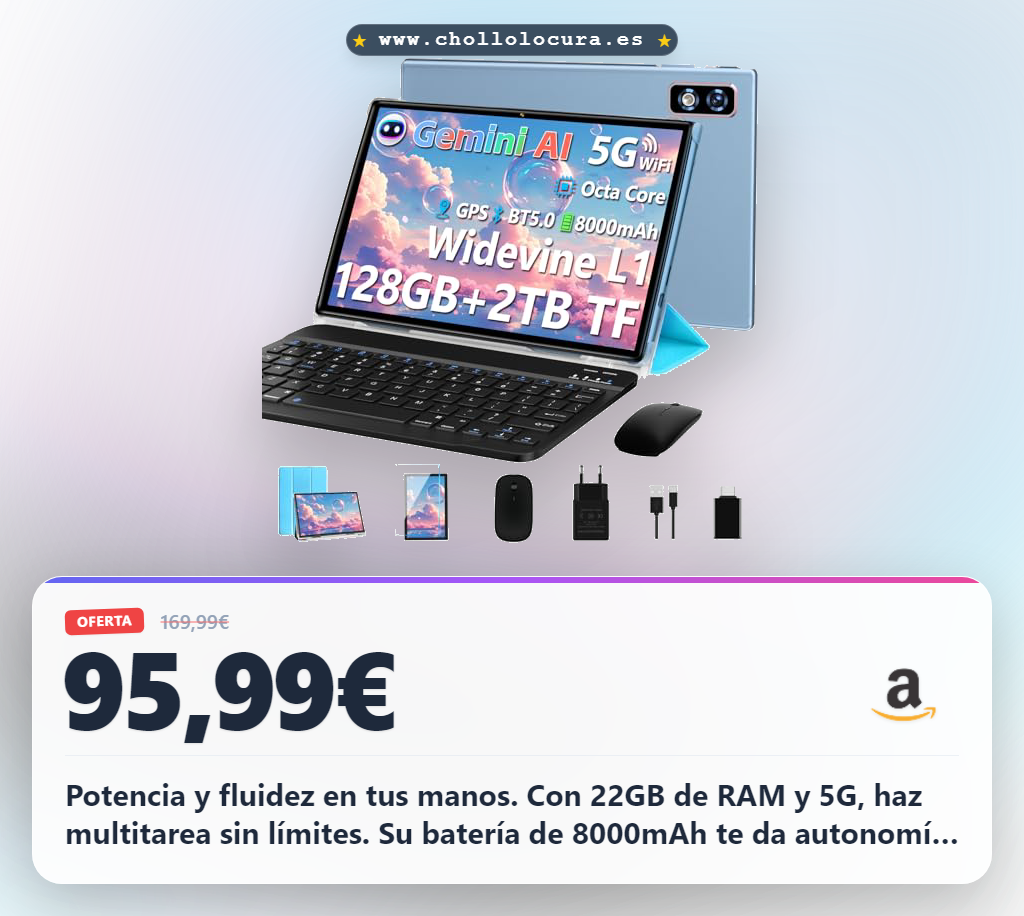 Encuentra la Tablet Gemini AI con 22GB RAM y 5G: potencia extrema en kit completo al mejor precio.