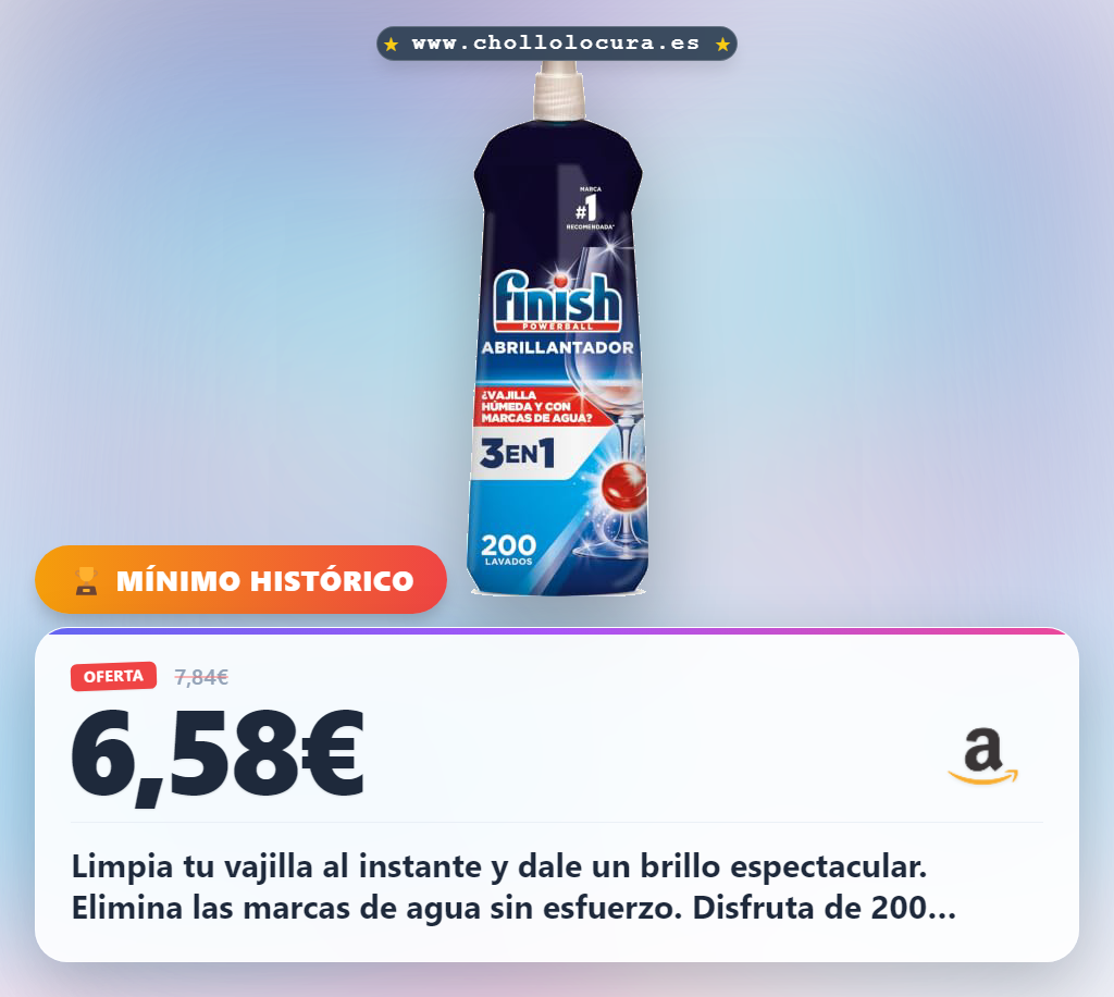 Aprovecha el Gel Abrillantador Lavavajillas para vajilla seca y brillante en oferta histórica