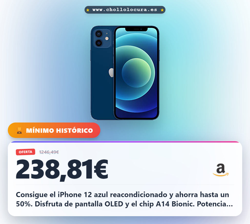 Consigue el iPhone 12 256GB azul reacondicionado al mejor precio: calidad premium como nuevo.