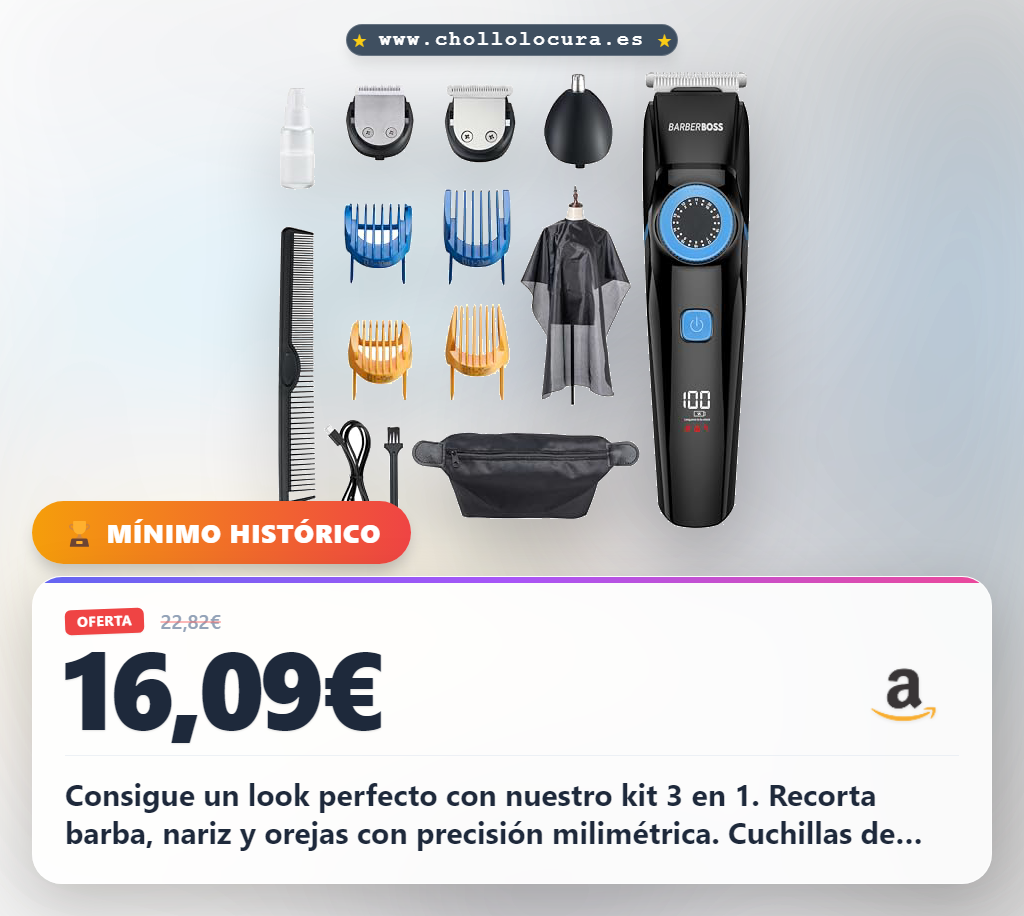 Aprovecha el kit 3 en 1 para barba nariz y orejas con precisión de 0,5 a 20 mm y carga rápida al mejor precio