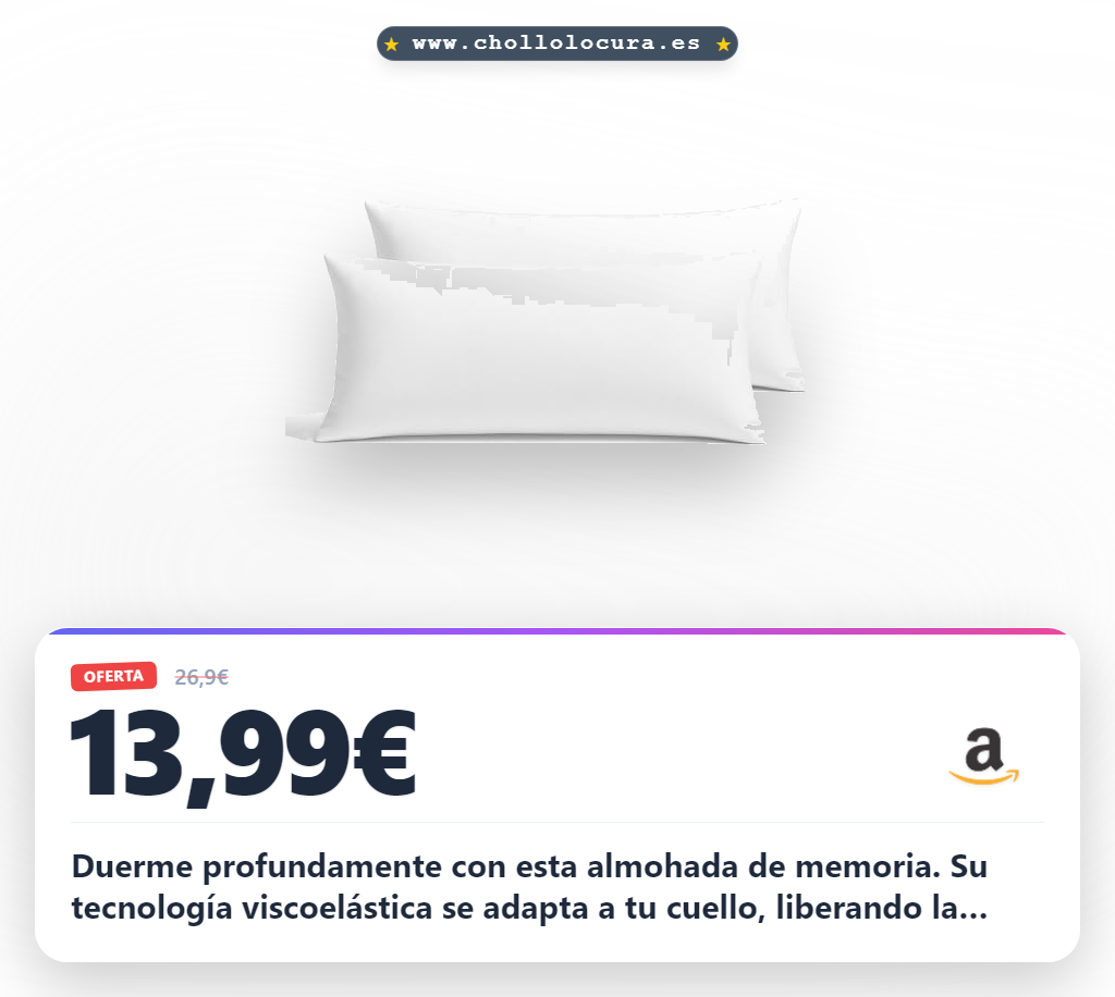 Consigue esta almohada fibra y viscoelástica pack x2 de 70 cm con tacto pluma y termorregulación al mejor precio