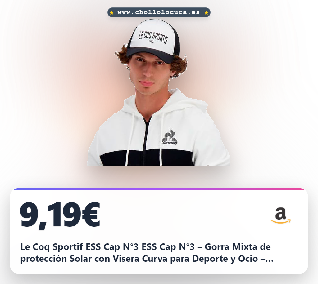 Le Coq Sportif ESS Cap N°3 ESS Cap N°3 – Gorra Mixta de protección Solar con Visera Curva para Deporte y Ocio – Composición 65% algodón 35% poliéster – Talla L/XL – Negro – Mixta