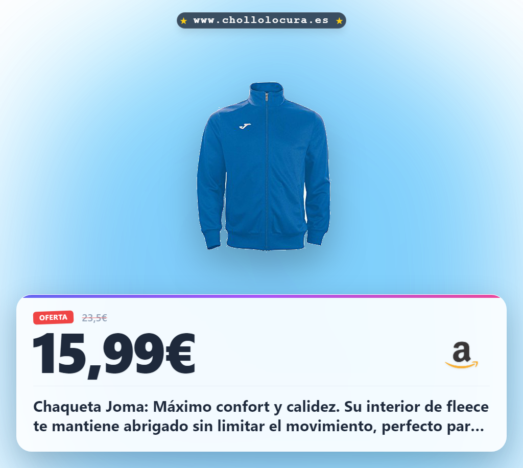 Descubre la Joma Hombre Error Royal XS en oferta: chaqueta cómoda para entrenamiento y diario al mejor precio de chollo