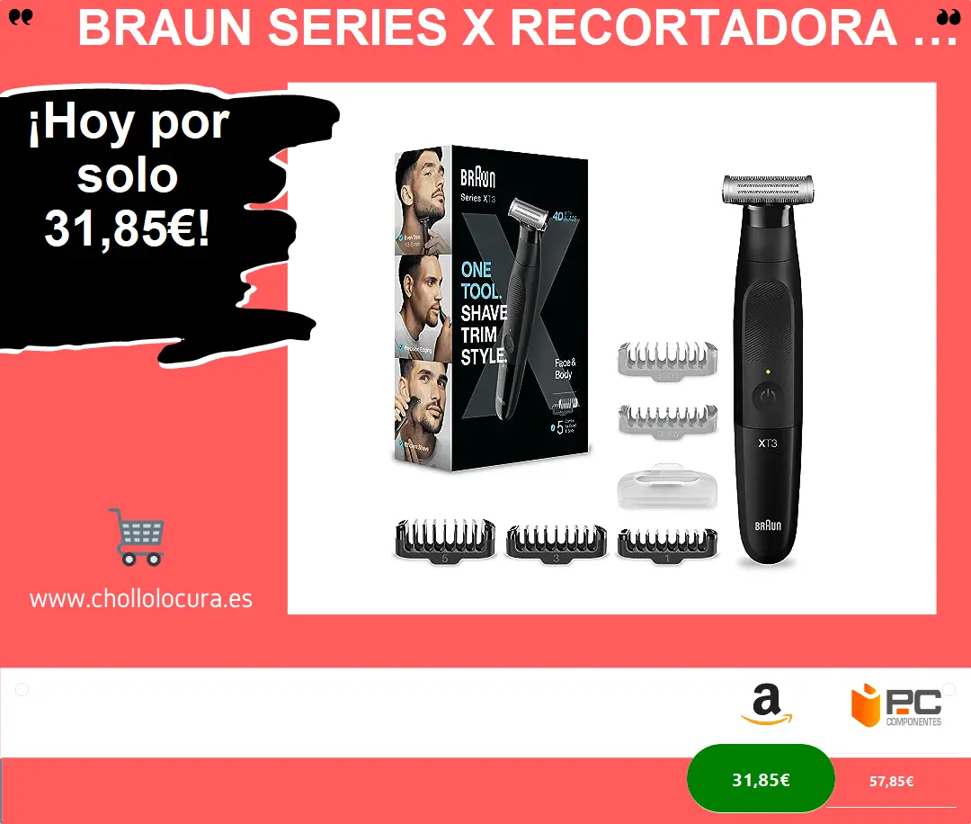 Recortadora de Barba y Afeitadora para Cuerpo: Lámina 4D, SkinGuard, Rápida y Suave para Hombre