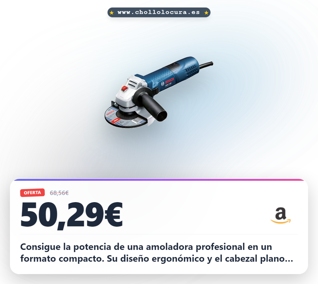 Aprovecha esta Amoladora Bosch Professional GWS 7-125 con motor de 720W y ergonomía óptima en oferta