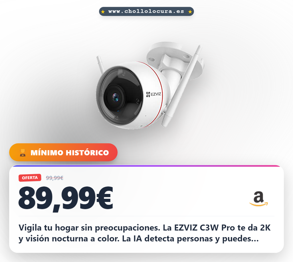 Logra proteger tu hogar con la cámara WiFi EZVIZ C3W Pro 2K y visión nocturna en color al mejor precio