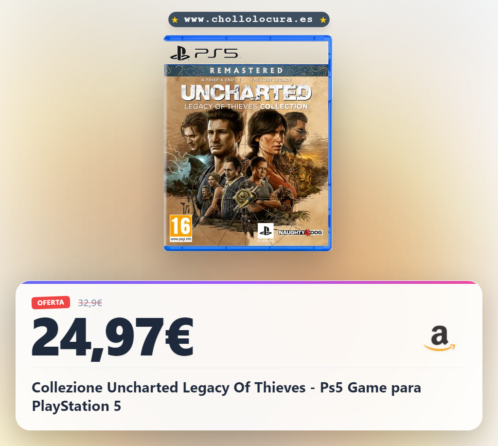 Adquiere la Colección Uncharted Legacy of Thieves para PS5 con DualSense y SSD ultra rápido al mejor precio