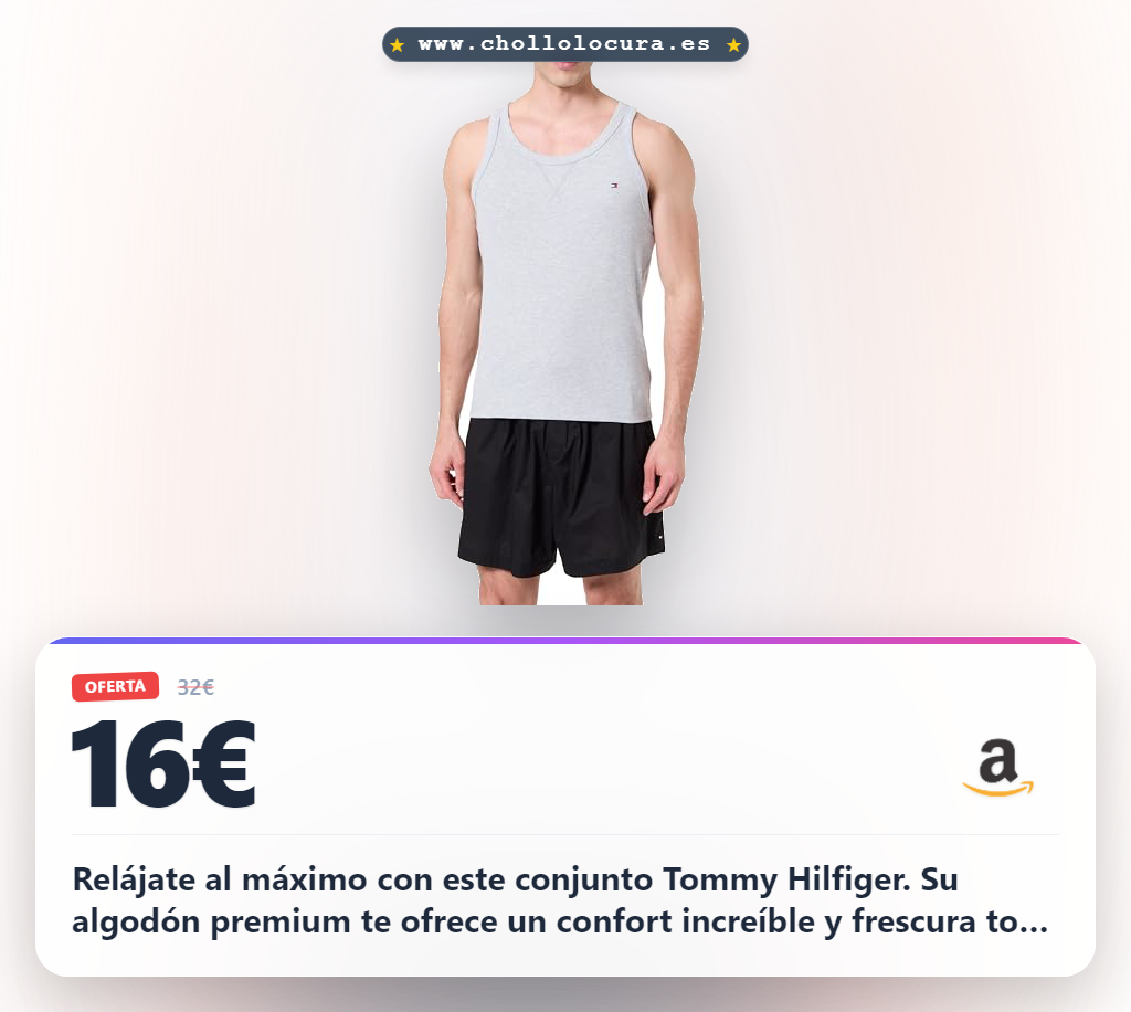 Disfruta la comodidad del conjunto de pijama Tommy Hilfiger hombre tank y corto multicolor a precio de chollo