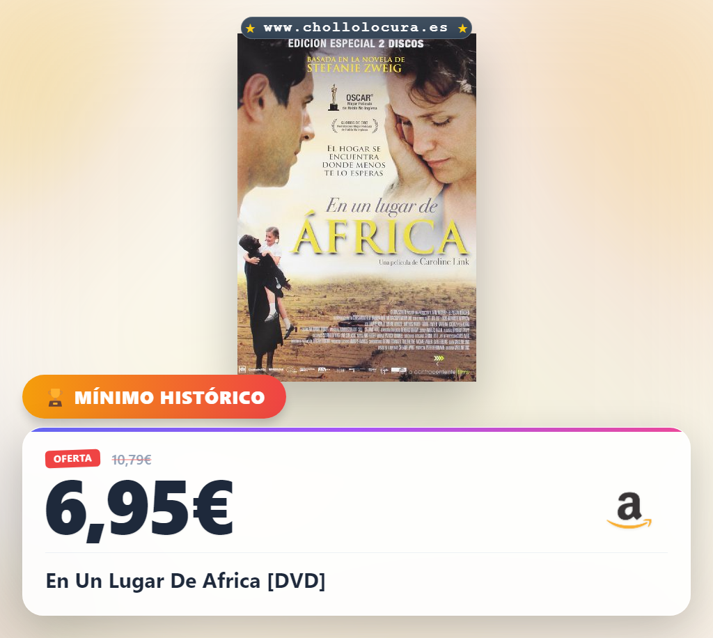 Llévate En Un Lugar De Africa en DVD y disfruta de esta película imperdible a precio de chollo hoy mismo.