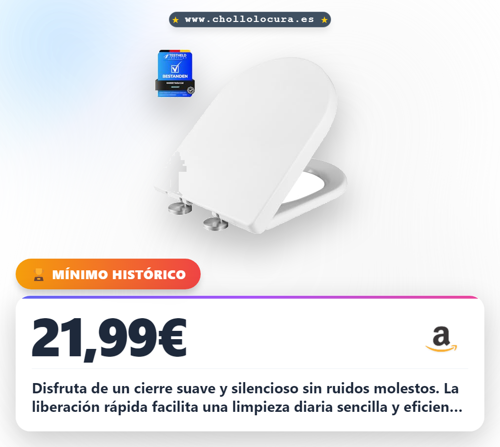 Consigue el asiento de inodoro Ibergrif con cierre suave y liberación rápida. Aprovecha este chollo para una limpieza fácil y duradera.
