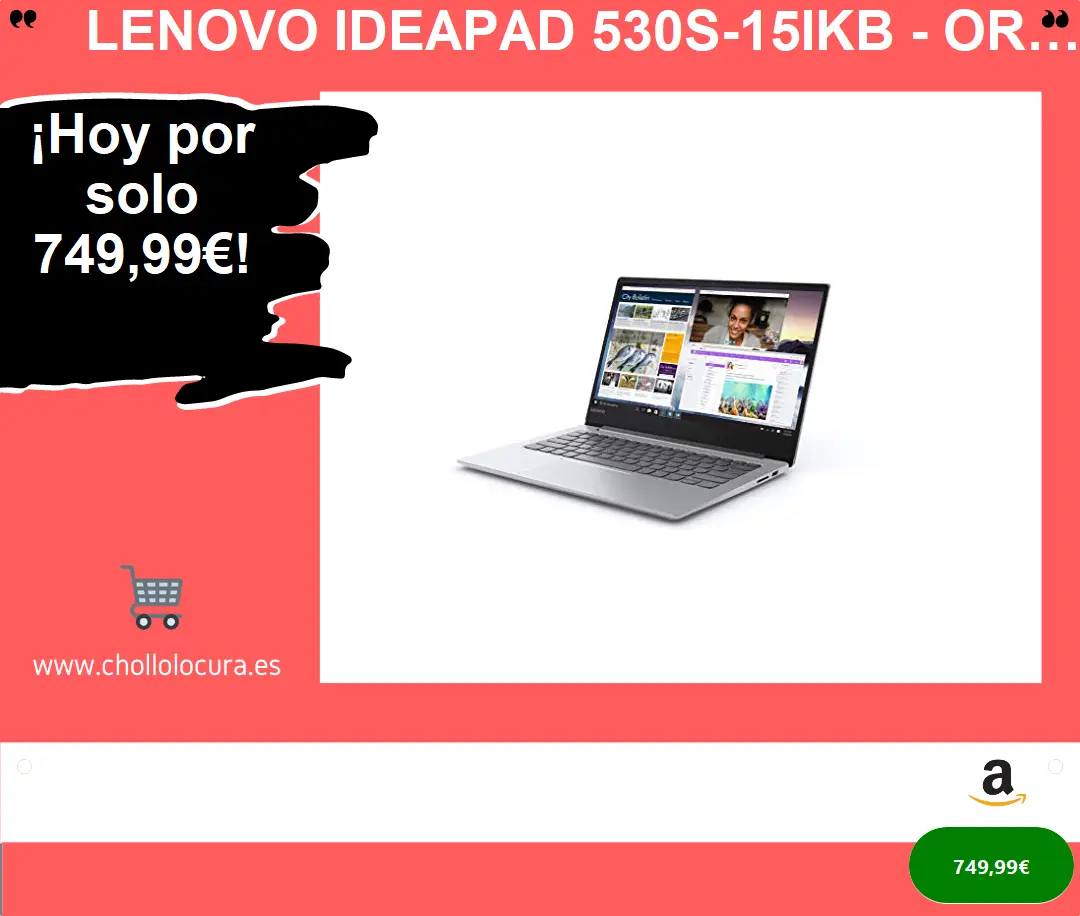 Lenovo ideapad 530S-15IKB - Ordenador Portátil 15.6" FullHD (Intel Core i7-8550U, RAM de 8GB, 512GB SSD, Nvidia MX150-2GB, Windows 10) Gris - Teclado QWERTY Español