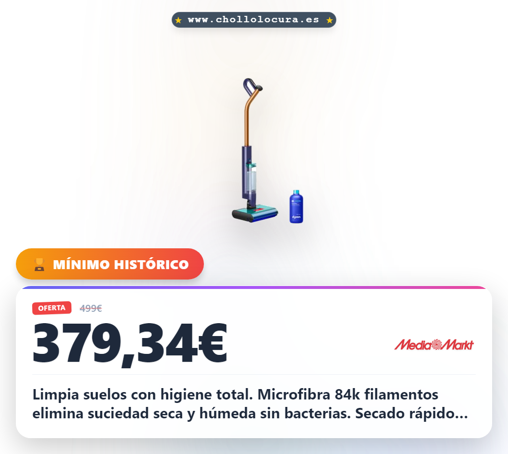 Dyson Clean+Wash Hygiene | Fregona eléctrica sin filtros | Limpieza higiénica de Suelos Duros