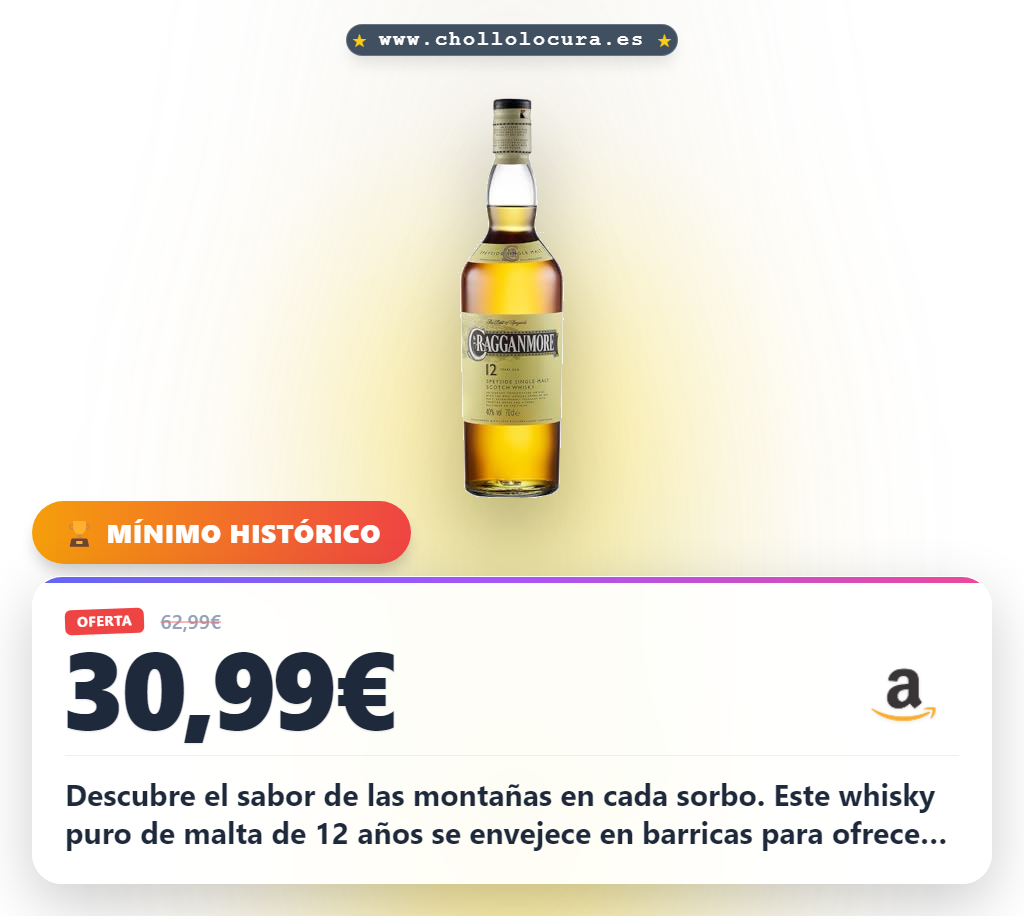 Aprovecha el whisky puro de malta Cragganmore 12 años en oferta histórica del Jardín de Escocia