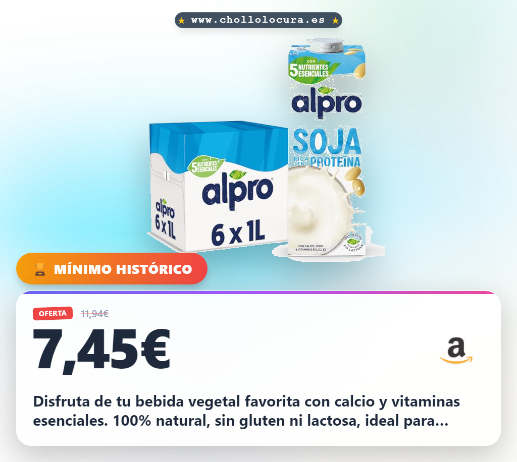 Aprovecha la bebida de soja con calcio y vitaminas B12 D2 sin gluten para veganos en oferta histórica