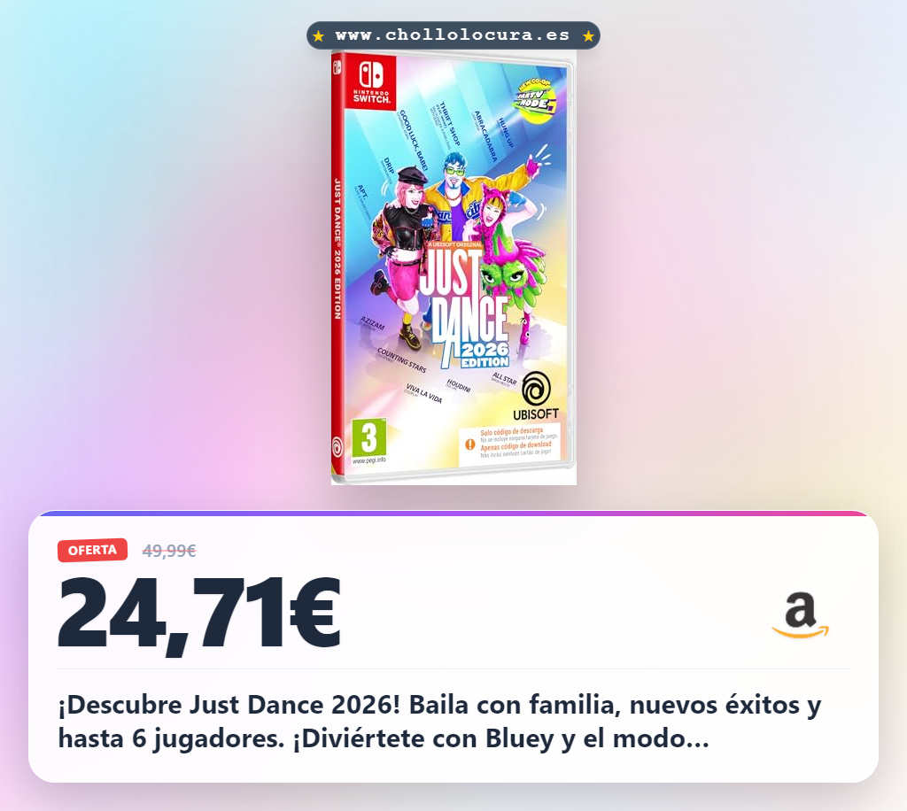 Aprovecha Just Dance 2026 con Bluey y 40 éxitos al mejor precio en oferta histórica