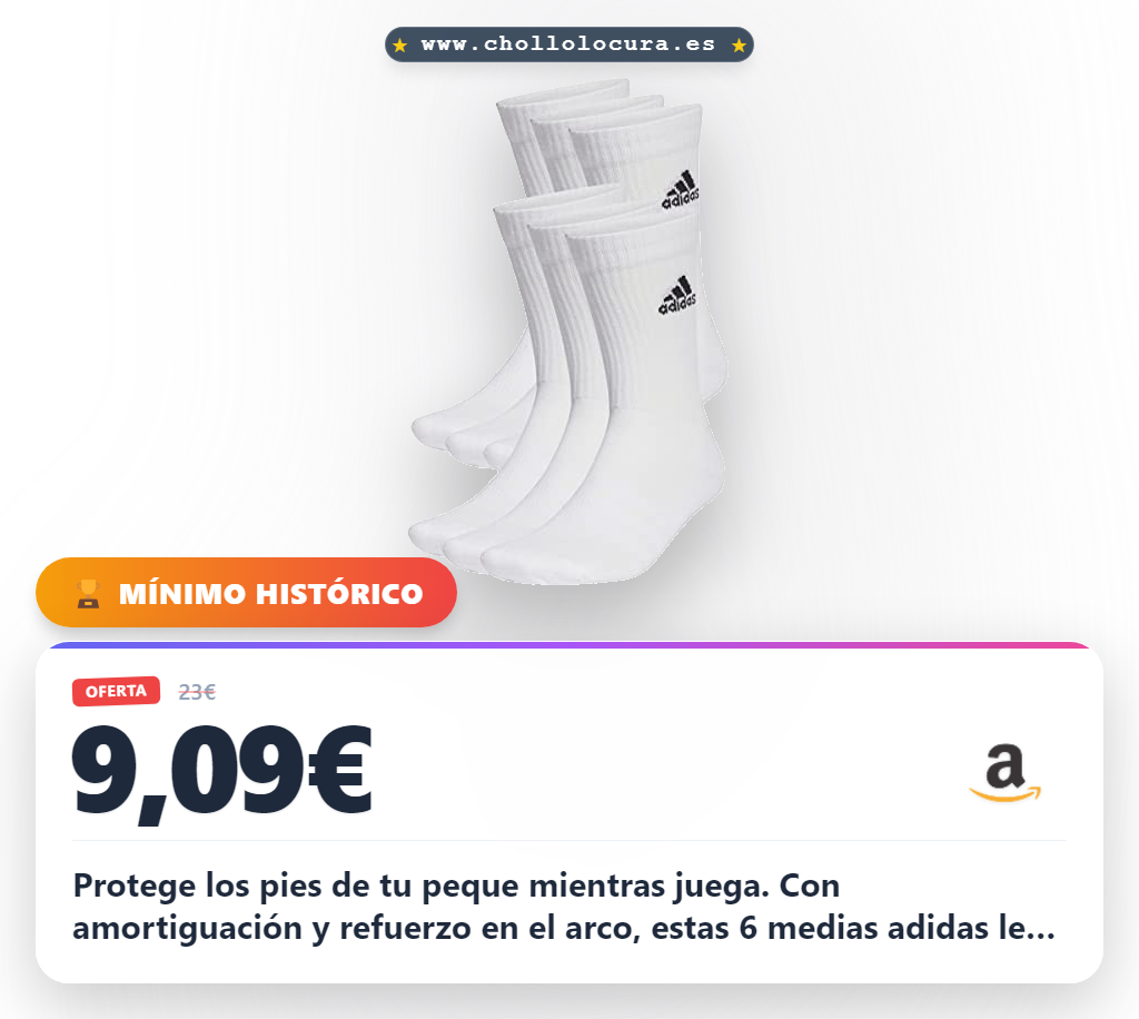 Llévate calcetines adidas niños unisex acolchados (6 pares) con soporte de arco y amortiguación al mejor precio