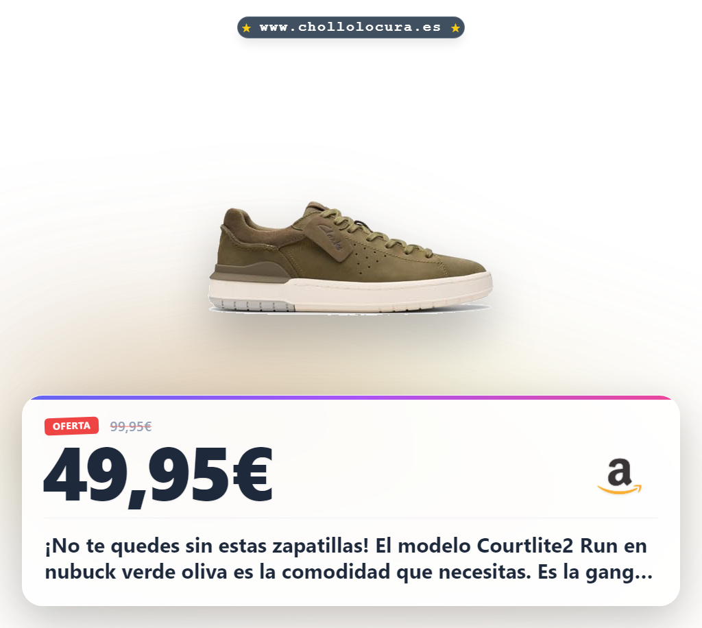 ¡No te quedes sin estas zapatillas! El modelo Courtlite2 Run en nubuck verde oliva es la comodidad que necesitas. Es la ganga perfecta para renovar tu estilo. ¡Pídelas ya antes de que se agoten!